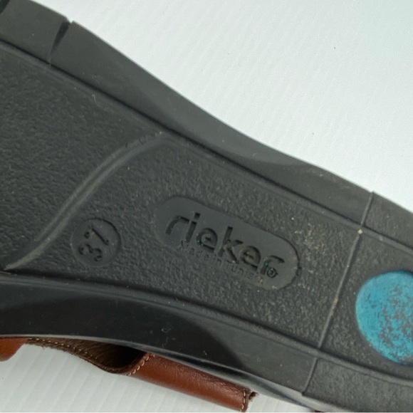 Rieker Sandals Brown Leather Sz 37 - Sz 6 Open Toed Lace Up Ankle Strap - Picture 11 of 11